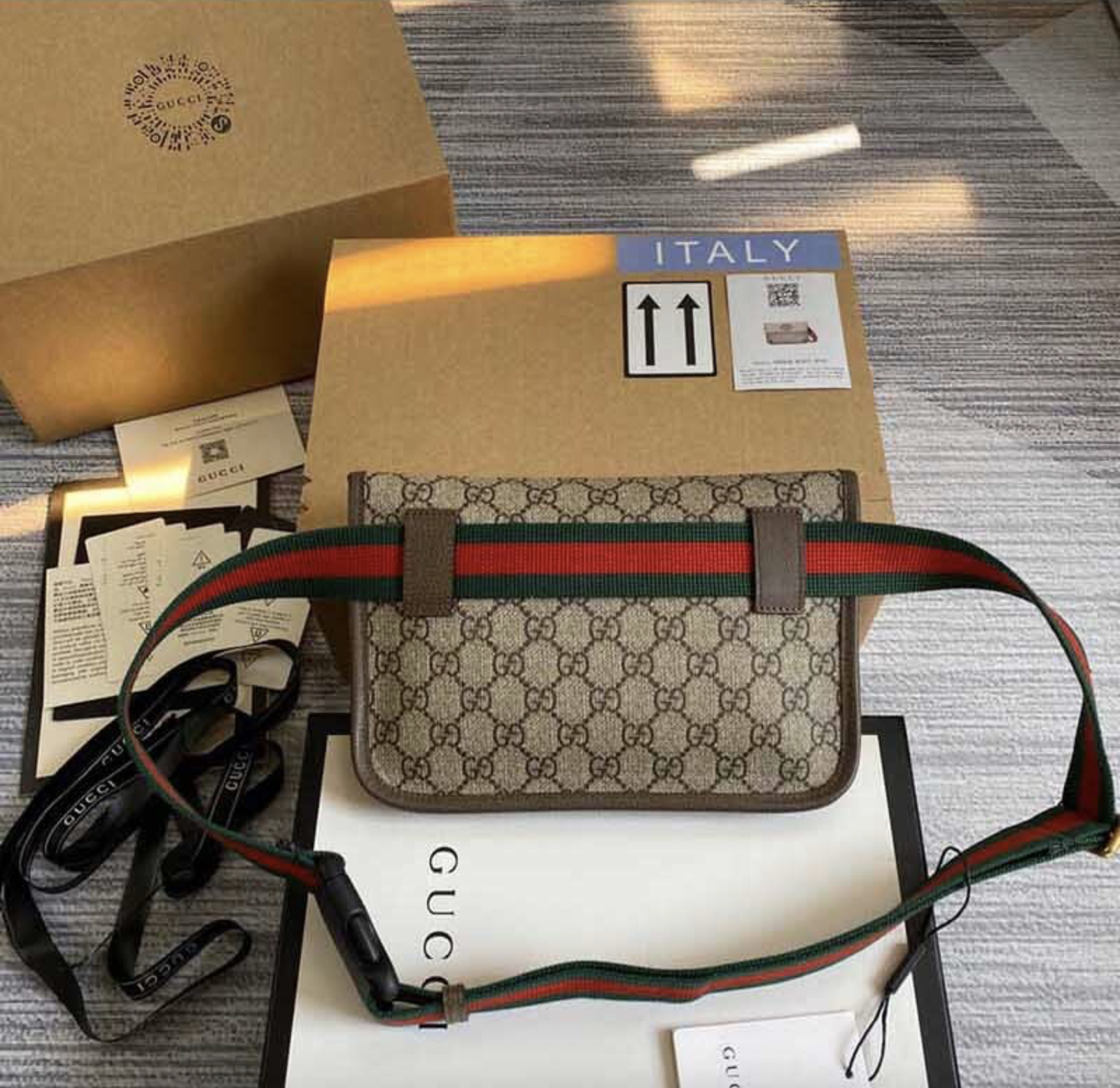 수프림 캔버스 웹 벨트백 493930